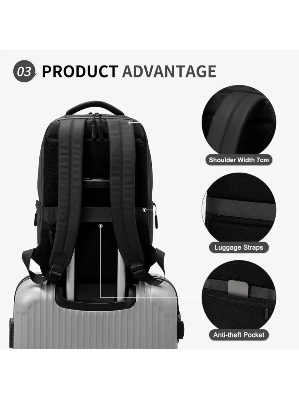 Waterproof Anti-Theft Laptop Backpack for Travel, 15.6